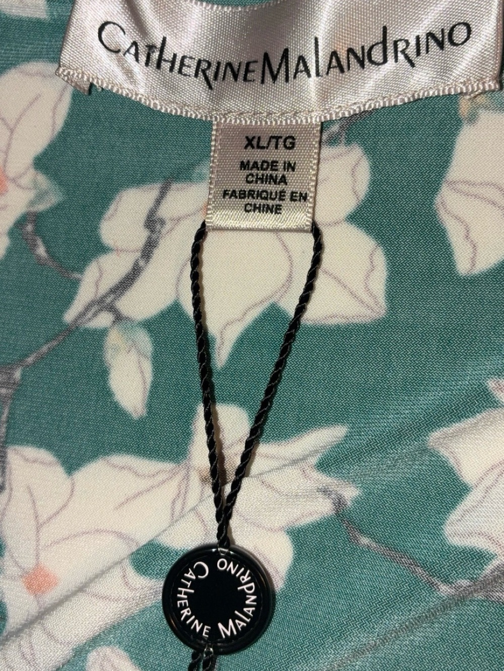 NWT Catherine Malandrino Green Floral Blouse XL - Picture 4 of 5